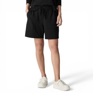 Eileen Fisher Women XXS Black Organic Cotton Stretch Shorts Drawstring Pockets